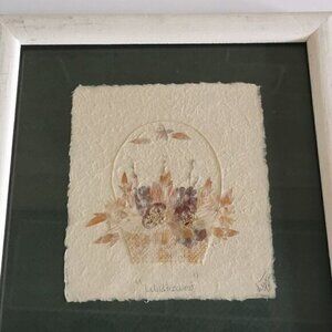 Vtg Pressed Flower Art Framed - Cottage Core Dried Floral Botanical Wall Art
